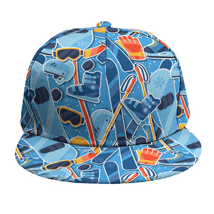 Skiing Equipment Pattern Print Snapback Cap