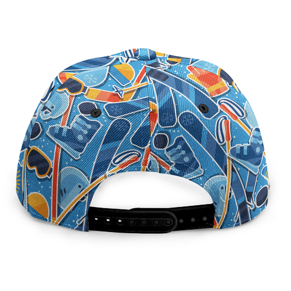 Skiing Equipment Pattern Print Snapback Cap