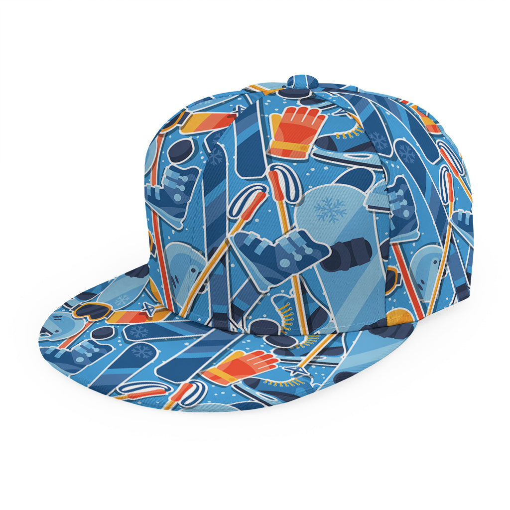 Skiing Equipment Pattern Print Snapback Cap
