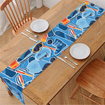 Skiing Equipment Pattern Print Table Runner