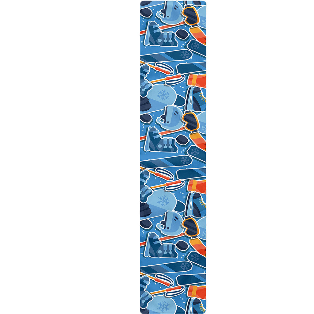Skiing Equipment Pattern Print Table Runner