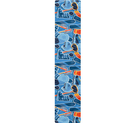 Skiing Equipment Pattern Print Table Runner