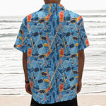 Skiing Equipment Pattern Print Textured Short Sleeve Shirt