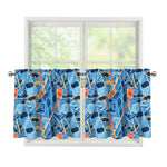 Skiing Equipment Pattern Print Tier Curtains