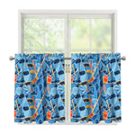 Skiing Equipment Pattern Print Tier Curtains