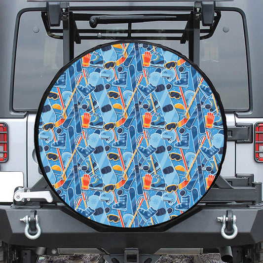 Skiing Equipment Pattern Print Tire Cover