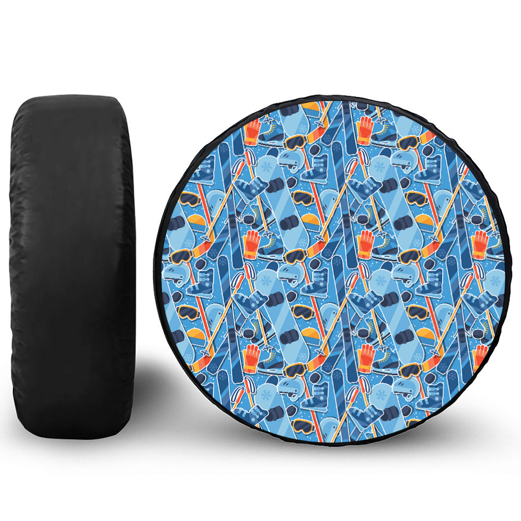 Skiing Equipment Pattern Print Tire Cover