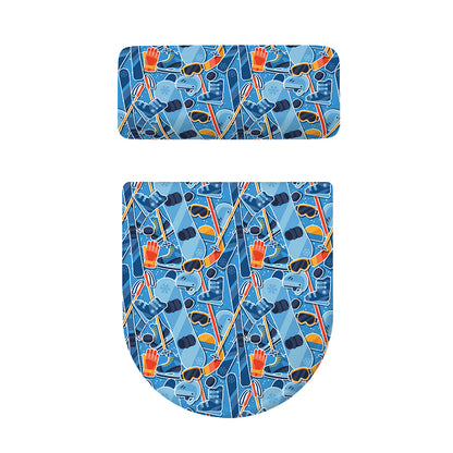 Skiing Equipment Pattern Print Toilet Lid And Tank Cover Set