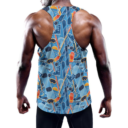 Skiing Equipment Pattern Print Training Tank Top