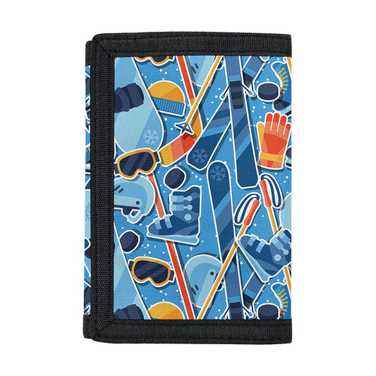 Skiing Equipment Pattern Print Trifold Wallet