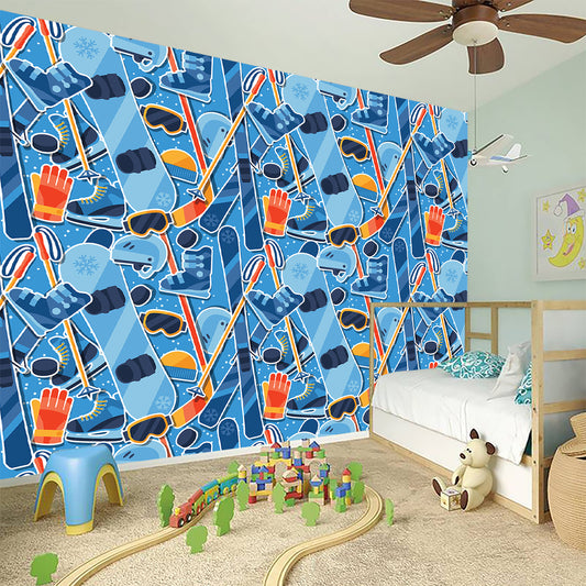 Skiing Equipment Pattern Print Wall Sticker