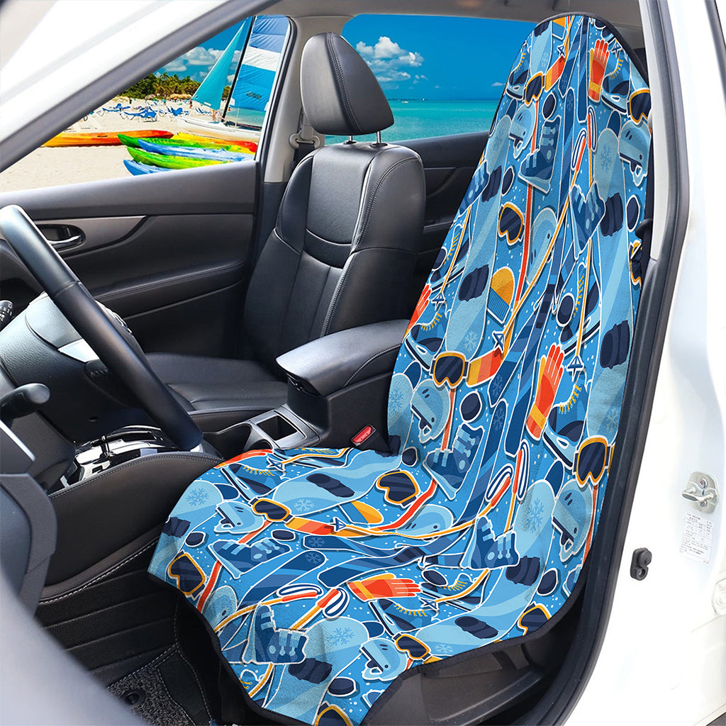 Skiing Equipment Pattern Print Waterproof Car Seat Cover