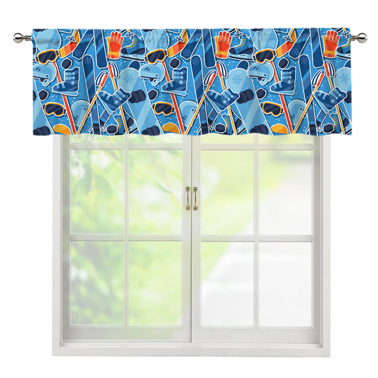 Skiing Equipment Pattern Print Window Valance