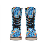 Skiing Equipment Pattern Print Winter Boots