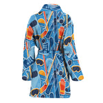 Skiing Equipment Pattern Print Women's Bathrobe