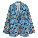 Skiing Equipment Pattern Print Women's Cotton Blazer