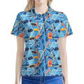 Skiing Equipment Pattern Print Women's Polo Shirt