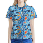 Skiing Equipment Pattern Print Women's Polo Shirt