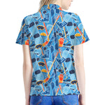 Skiing Equipment Pattern Print Women's Polo Shirt
