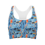 Skiing Equipment Pattern Print Women's Sports Bra