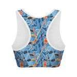 Skiing Equipment Pattern Print Women's Sports Bra
