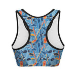 Skiing Equipment Pattern Print Women's Sports Bra