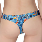 Skiing Equipment Pattern Print Women's Thong