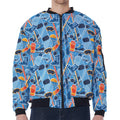 Skiing Equipment Pattern Print Zip Sleeve Bomber Jacket
