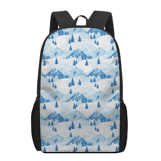 Skiing Mountain Print 17 Inch Backpack