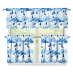 Skiing Mountain Print 3 Piece Kitchen Curtains