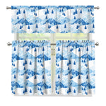 Skiing Mountain Print 3 Piece Kitchen Curtains