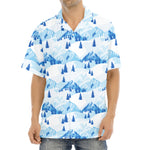 Skiing Mountain Print Aloha Shirt