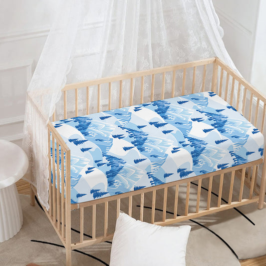 Skiing Mountain Print Baby Crib Sheet