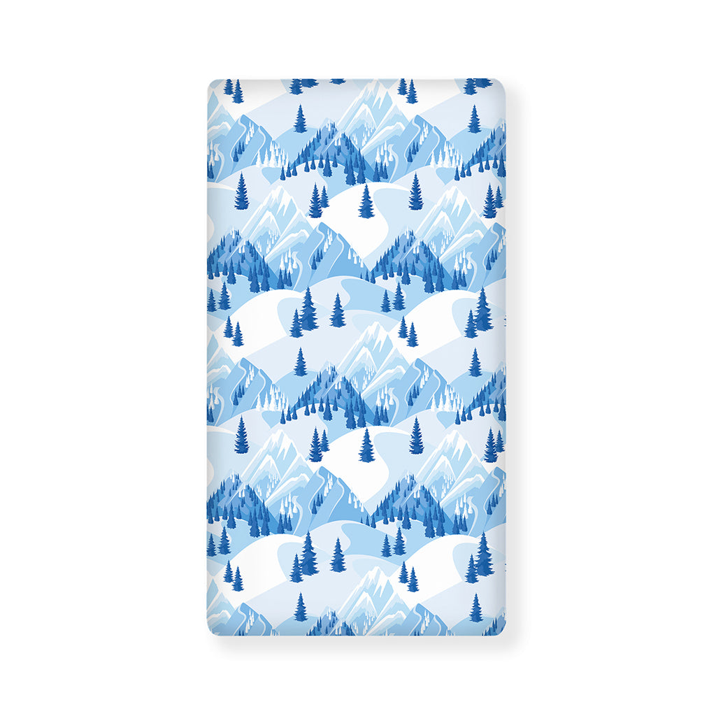 Skiing Mountain Print Baby Crib Sheet