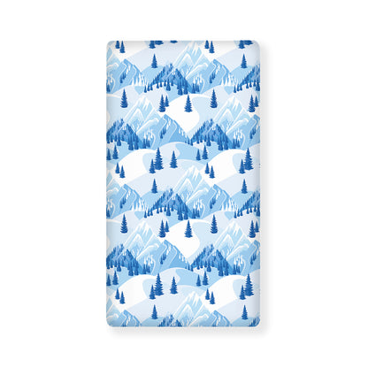Skiing Mountain Print Baby Crib Sheet