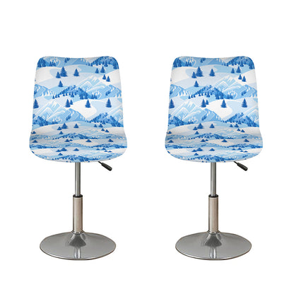 Skiing Mountain Print Bar Stool Covers