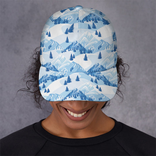 Skiing Mountain Print Baseball Cap