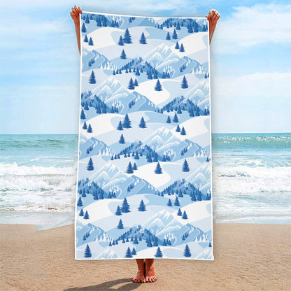 Skiing Mountain Print Beach Towel