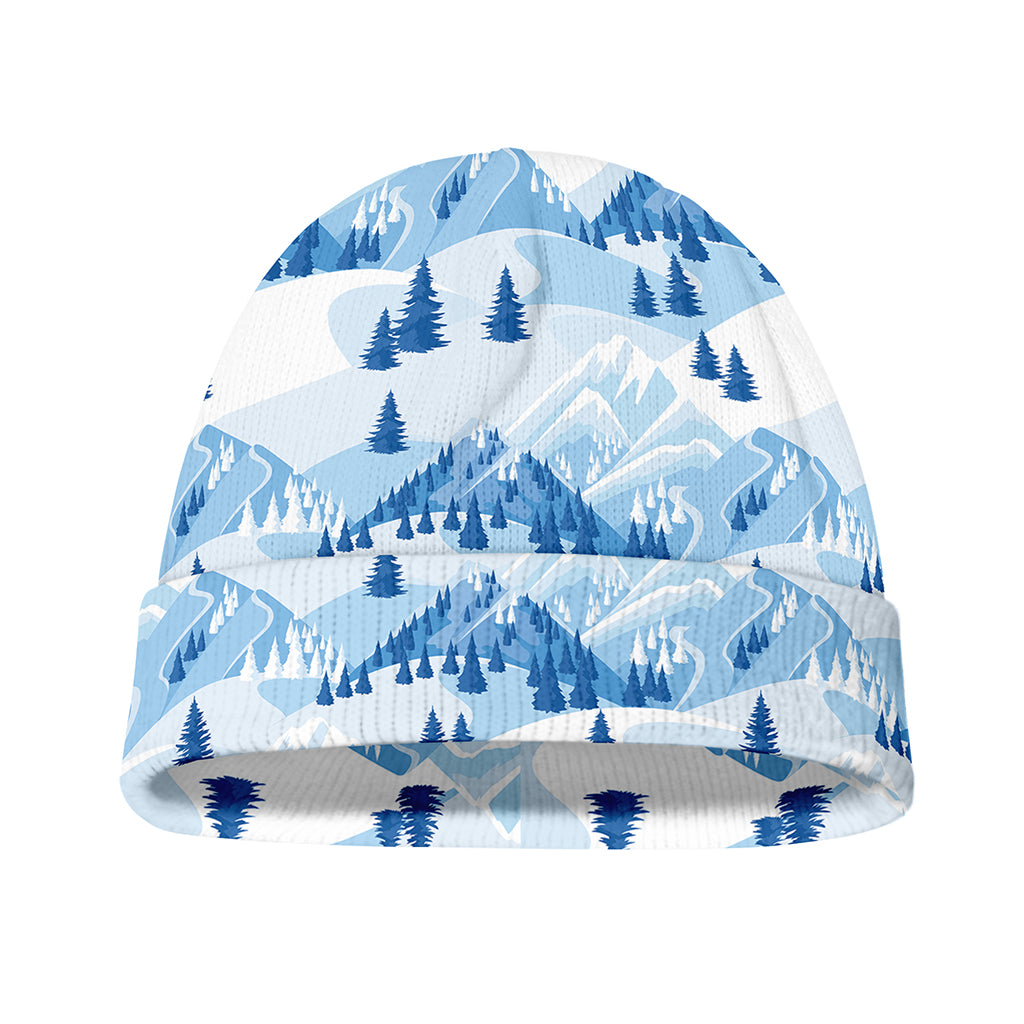 Skiing Mountain Print Beanie