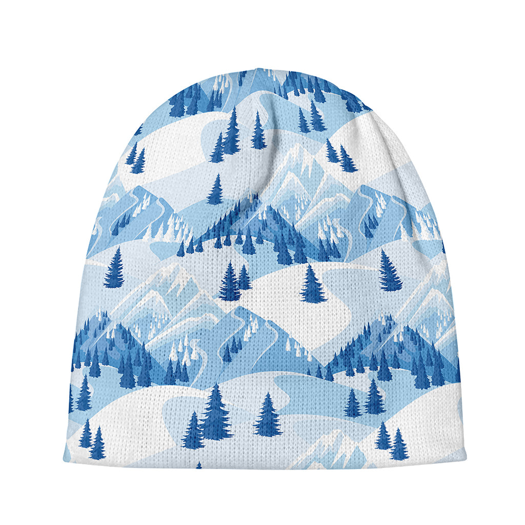 Skiing Mountain Print Beanie