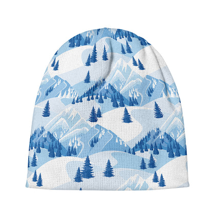 Skiing Mountain Print Beanie