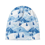 Skiing Mountain Print Beanie