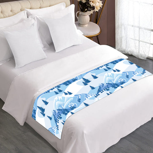 Skiing Mountain Print Bed Runner