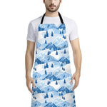 Skiing Mountain Print Bib Apron With Pocket