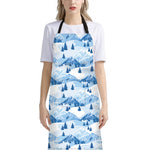 Skiing Mountain Print Bib Apron With Pocket