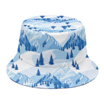 Skiing Mountain Print Bucket Hat