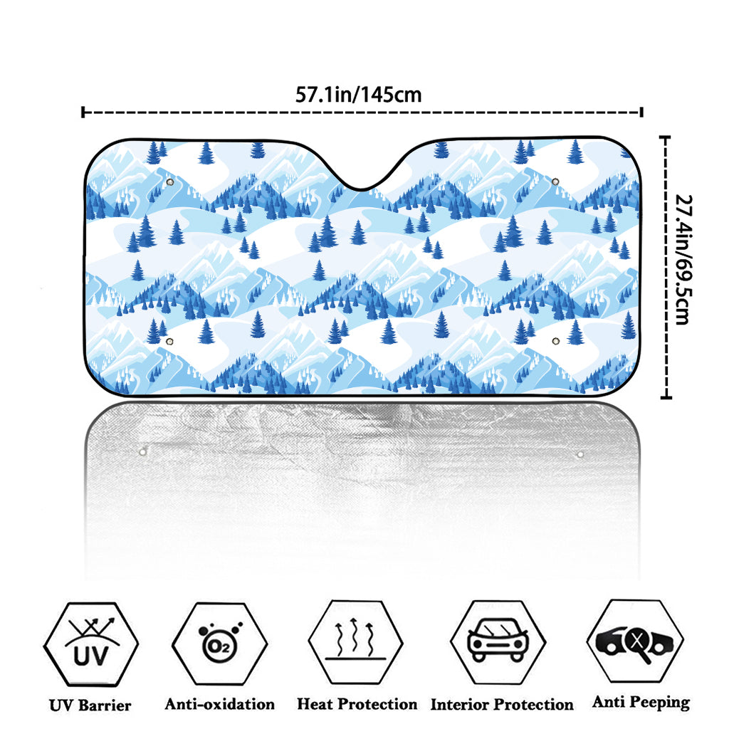 Skiing Mountain Print Car Windshield Sun Shade