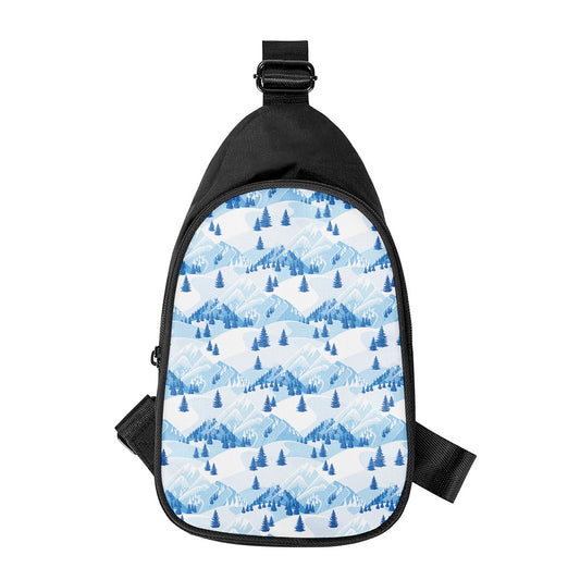 Skiing Mountain Print Chest Bag