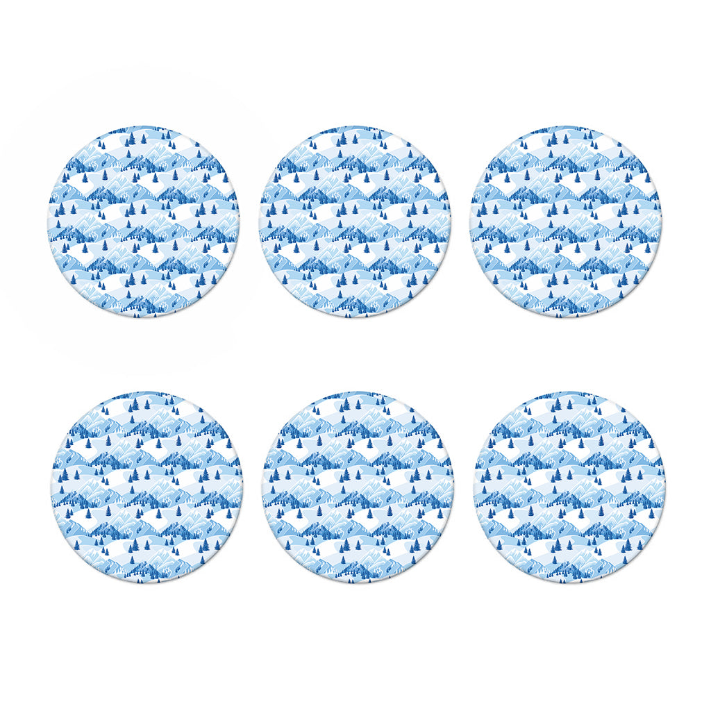 Skiing Mountain Print Coaster Set