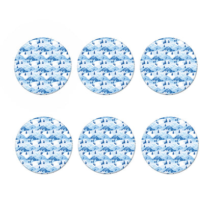 Skiing Mountain Print Coaster Set
